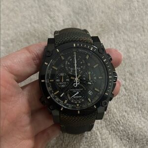 SOLD Bulova Precisionist Black and Olive Chronograph Watch